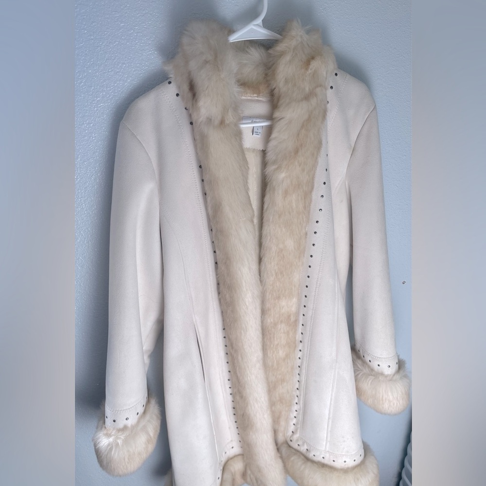 Dress Barn suede coat with faux fur